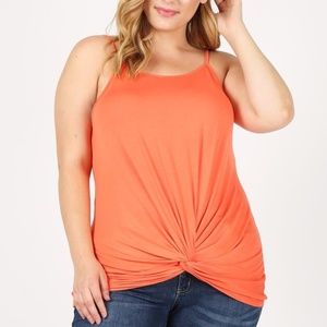 Sweet Lindsey Plus  Carrot Knit Gathered Bottom Tank Top - 2x